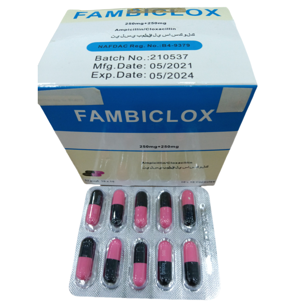 Ampicillin + Cloxacillin Capsules 250mg+250mg